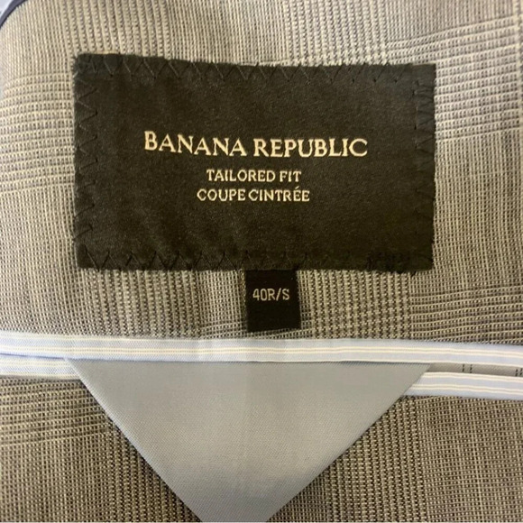 Banana Republic Grey Check Plaid Tailored Fit Vest Sport Coat Blazer Size 40R/S - Picture 9 of 16